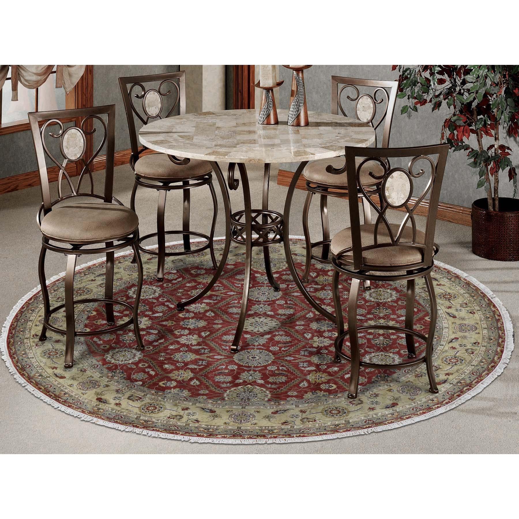 This is a truly genuine one-of-a-kind Hereke design wool and silk hand knotted 300 kpsi round Oriental rug. It has been knotted for months and months in the centuries-old Persian weaving craftsmanship techniques by expert artisans. Measures: 9'0