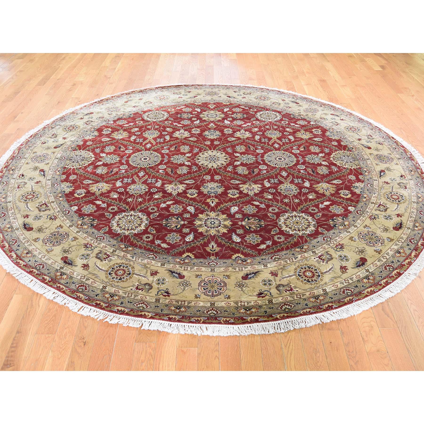 Other Hereke Design Wool and Silk Hand Knotted 300 Kpsi Round Oriental Rug