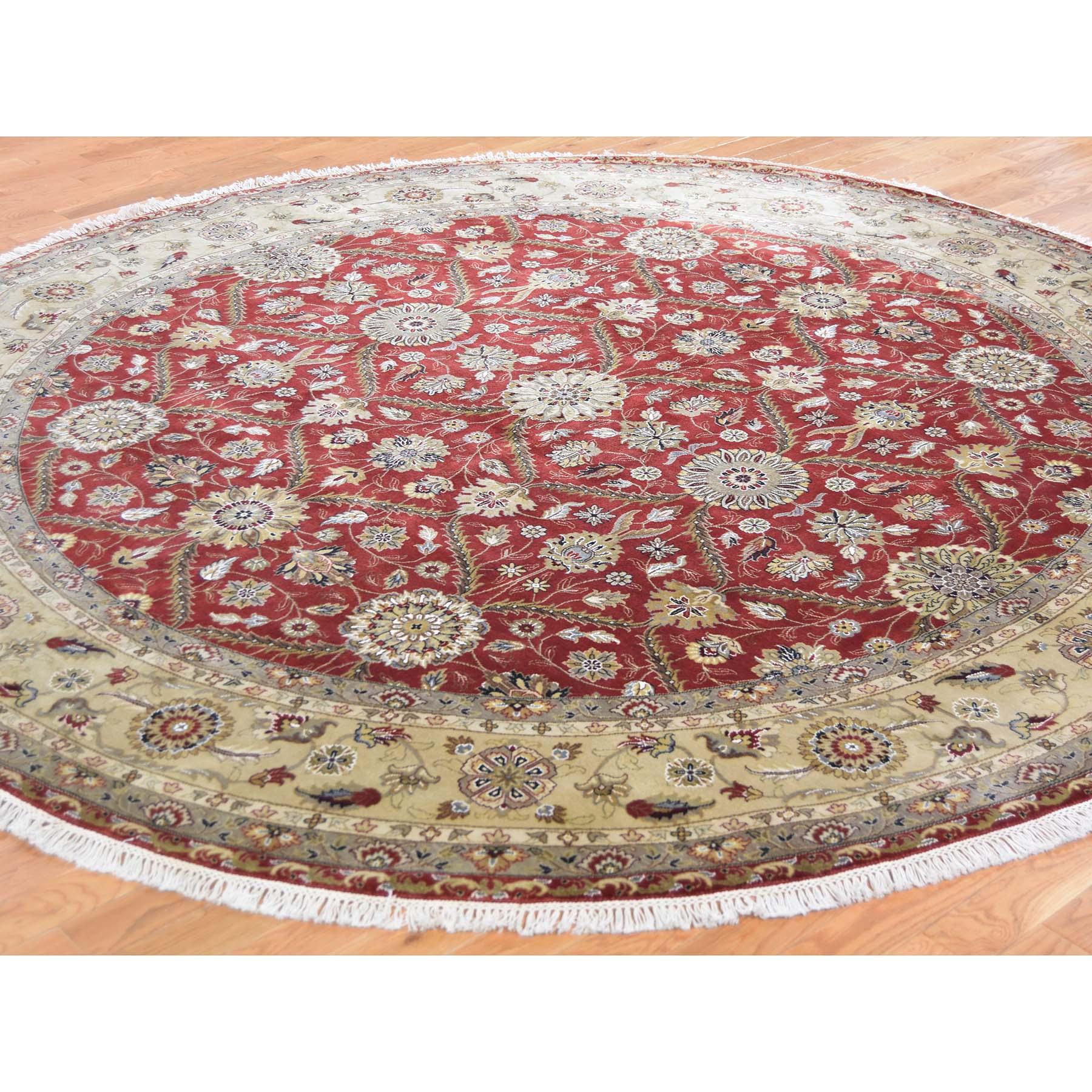 Afghan Hereke Design Wool and Silk Hand Knotted 300 Kpsi Round Oriental Rug