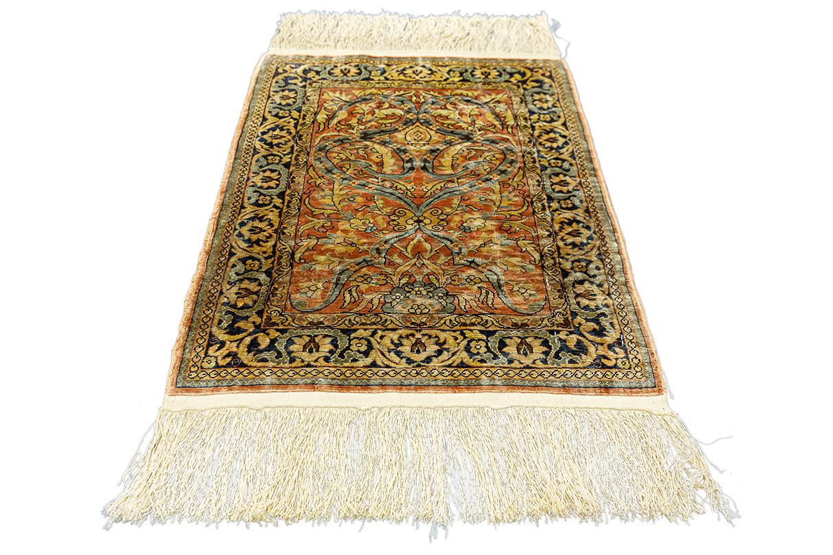 Hand-Knotted Hereke Rug Extra Silk For Sale