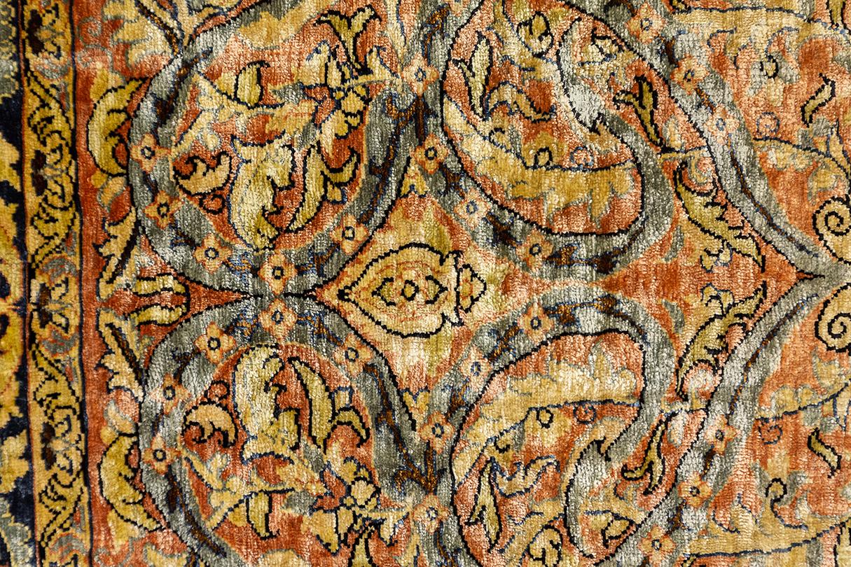 19th Century Hereke Rug Extra Silk For Sale