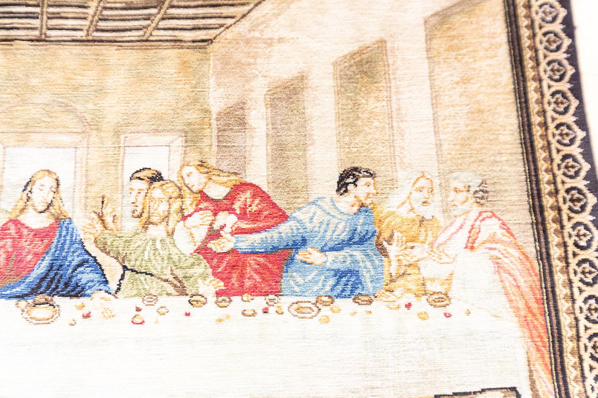 Turc Tapis Hereke The Last Supper Design - Soie extrêmement fine en vente