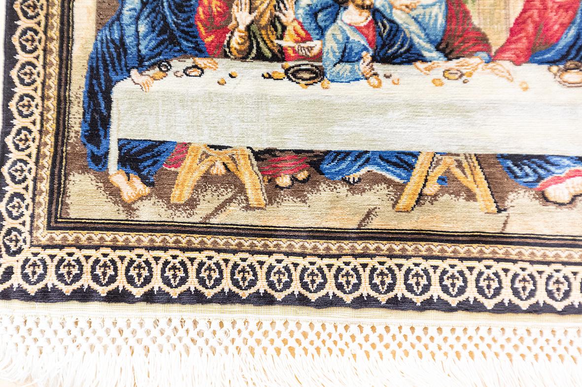 Tapis Hereke The Last Supper Design - Soie extrêmement fine Bon état - En vente à Ferrara, IT