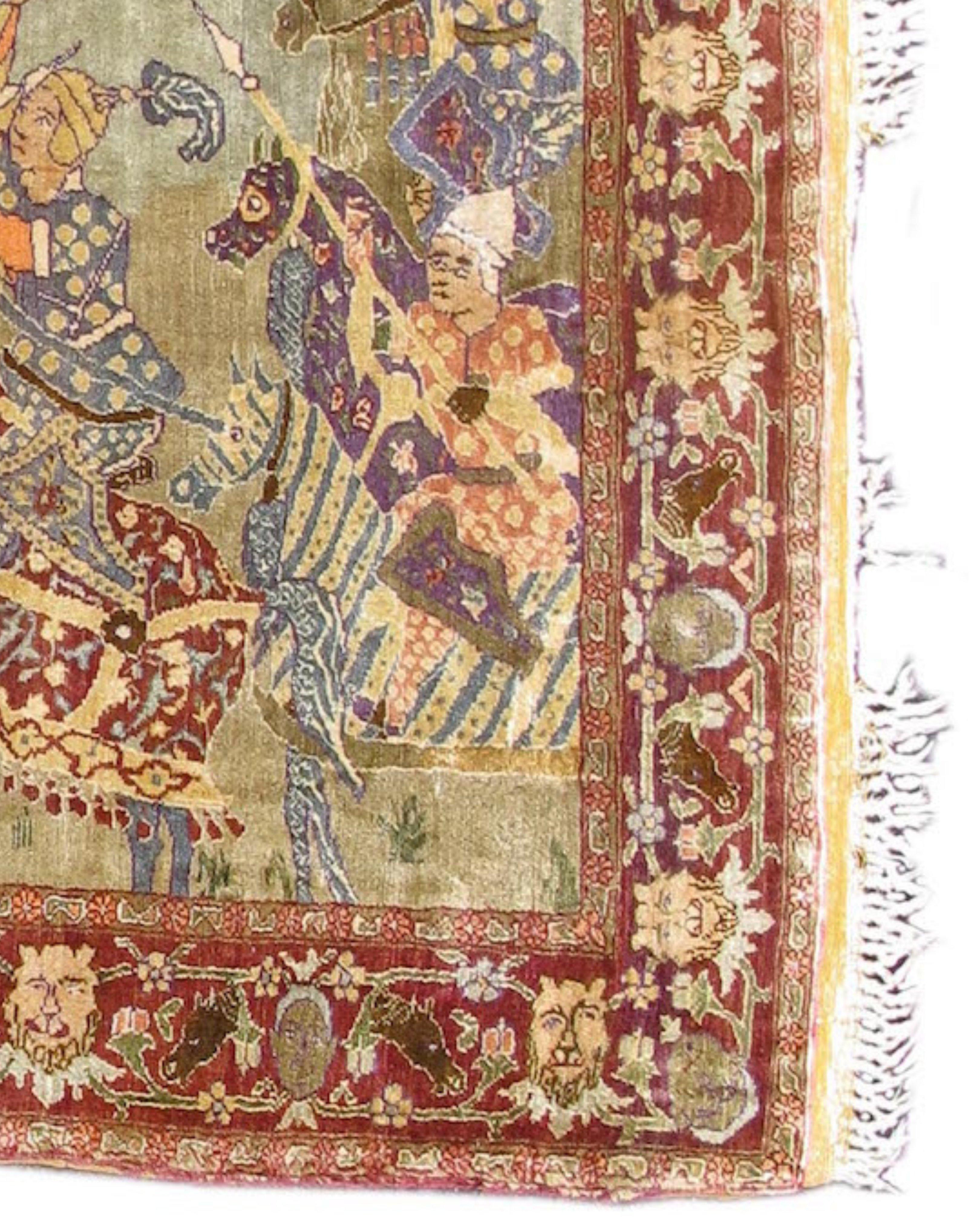 Hereke Seidenmattenteppich, frühes 20. Jahrhundert (Türkisch) im Angebot