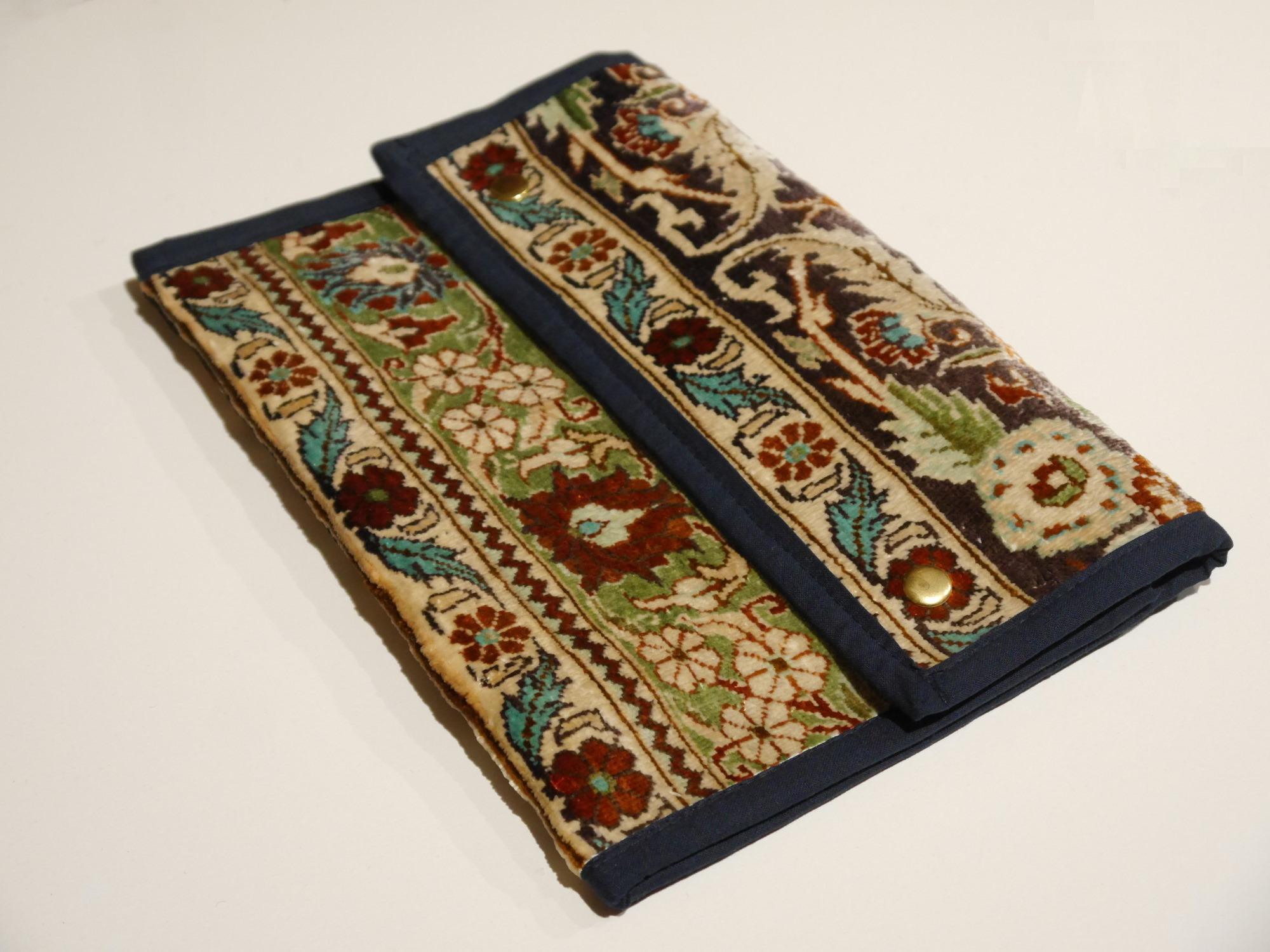 Bohemian Hereke Silk Rug Bag Clutch or Cover for Tablet Ipad Case For Sale