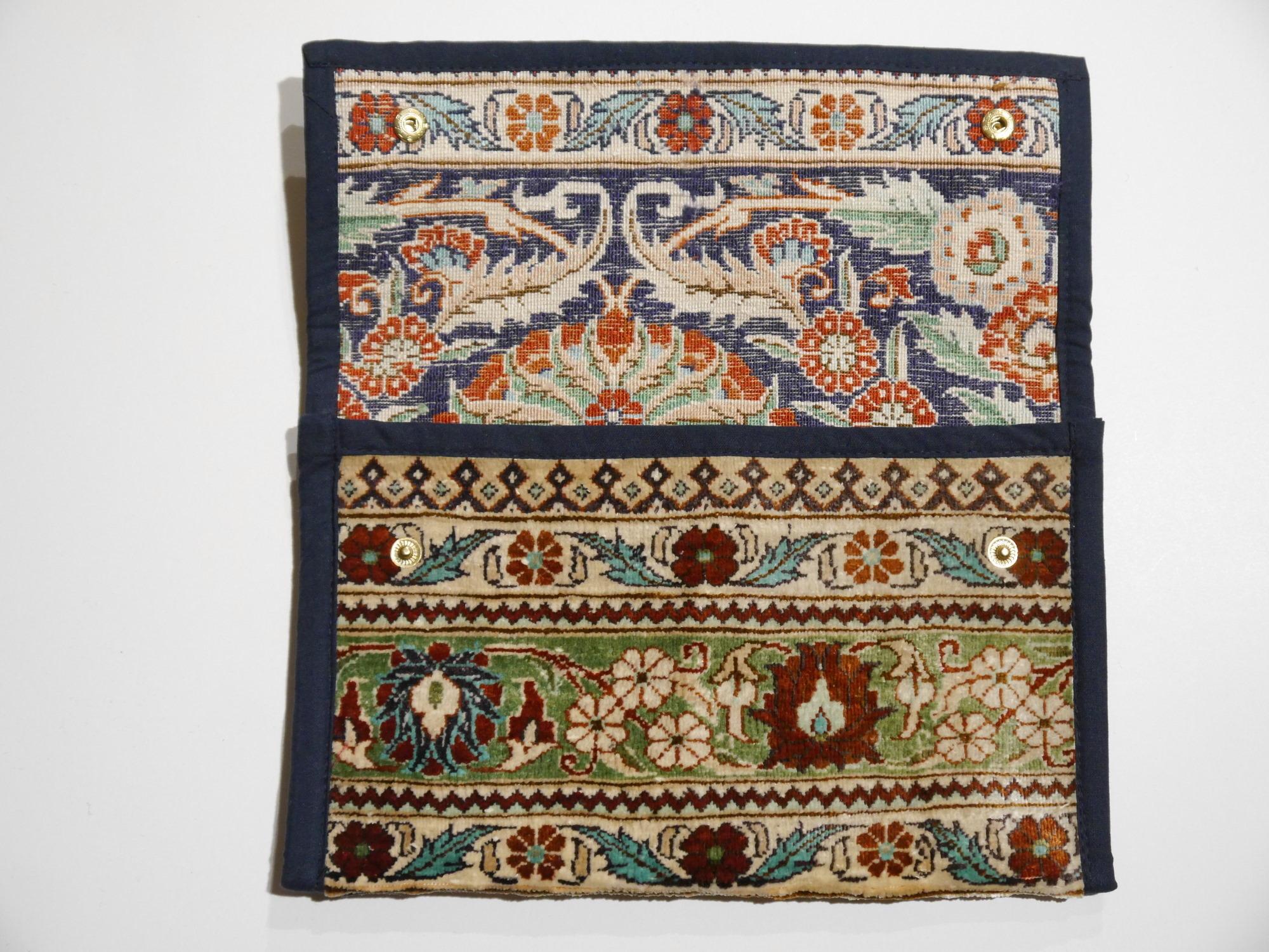 Turkish Hereke Silk Rug Bag Clutch or Cover for Tablet Ipad Case For Sale