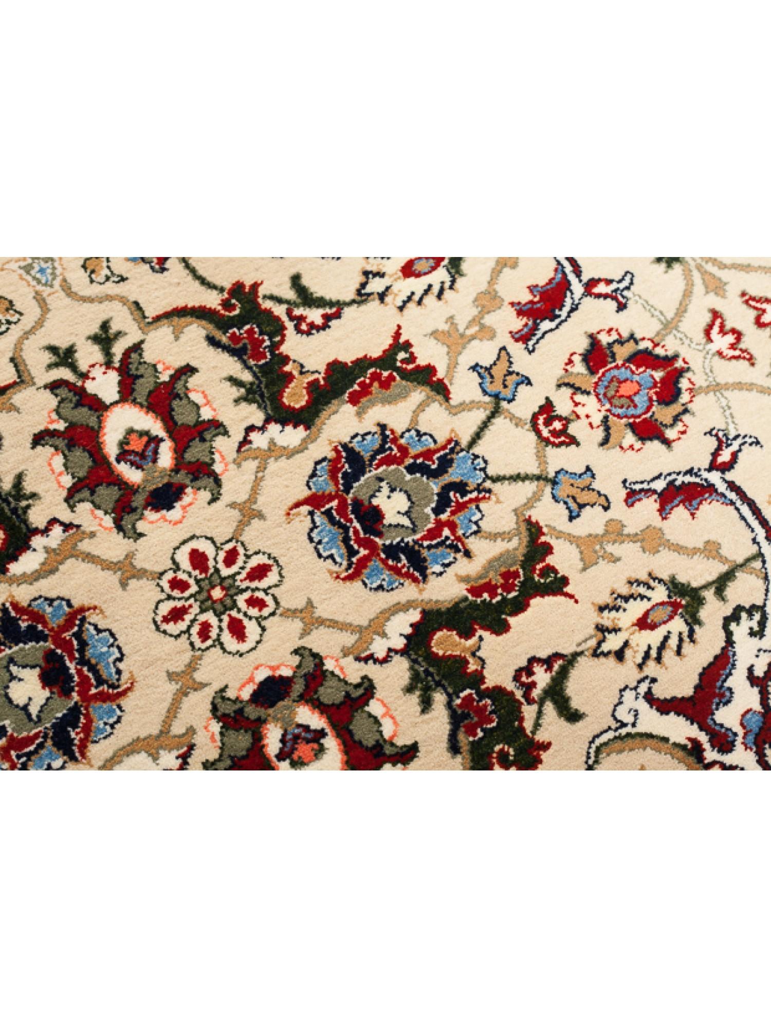 Hand-Woven Hereke Wool & Cotton Carpet - Turkish Anatolian Rug - Beige & Khaki Green Colors For Sale