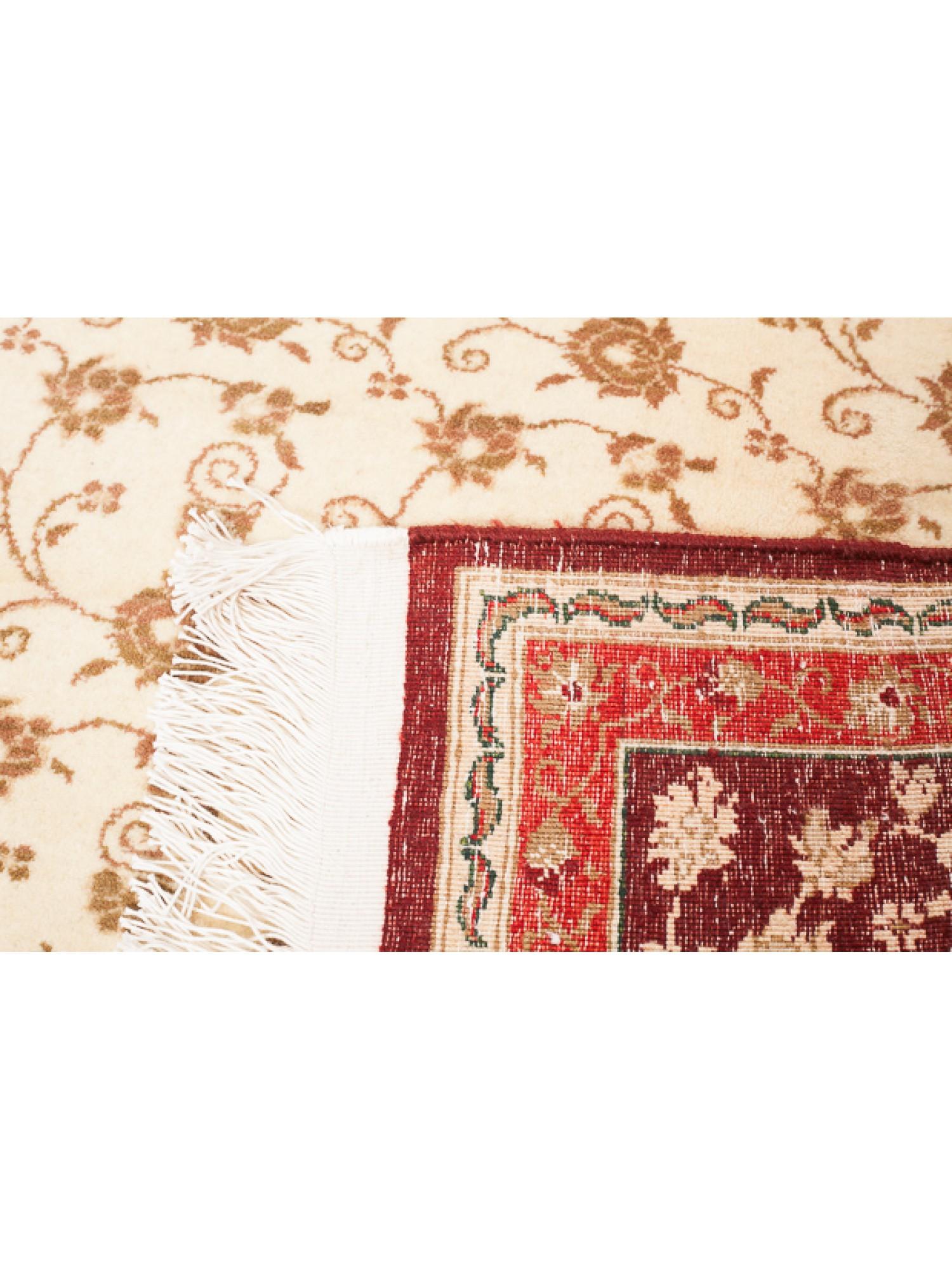Hand-Woven Hereke Wool & Cotton Carpet, Turkish Anatolian Rug, Beige & Khaki Green Colors For Sale
