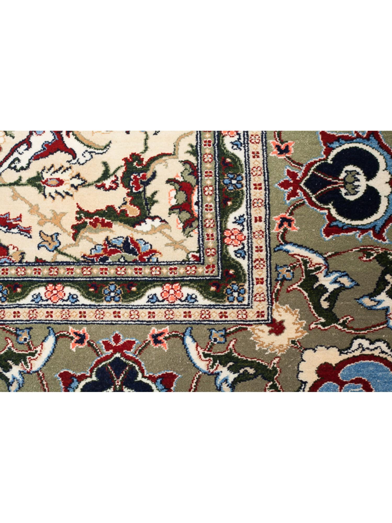Hereke Wool & Cotton Carpet - Turkish Anatolian Rug - Beige & Khaki Green Colors For Sale 1