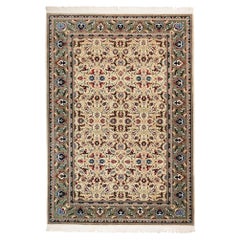 Hereke Wool & Cotton Carpet - Turkish Anatolian Rug - Beige & Khaki Green Colors