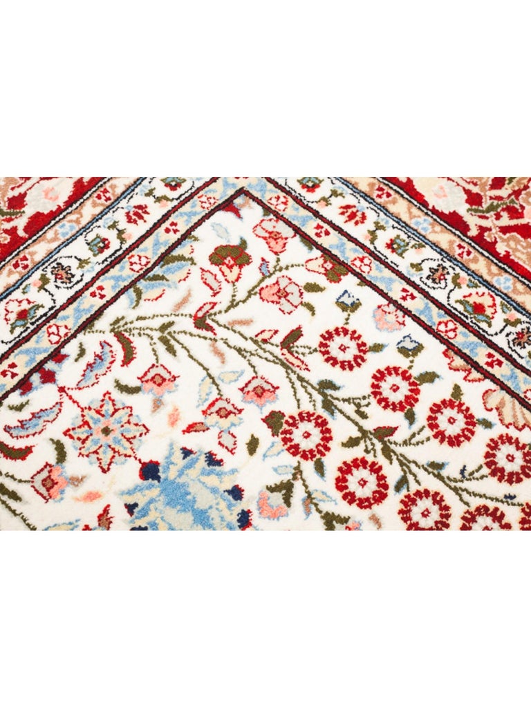 Hereke Wool and Cotton Carpet, Turkish Anatolian Rug, Flowers Lattice