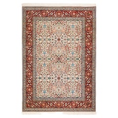 Hereke Wool & Cotton Carpet, Turkish Anatolian Rug, Flowers Lattice Design