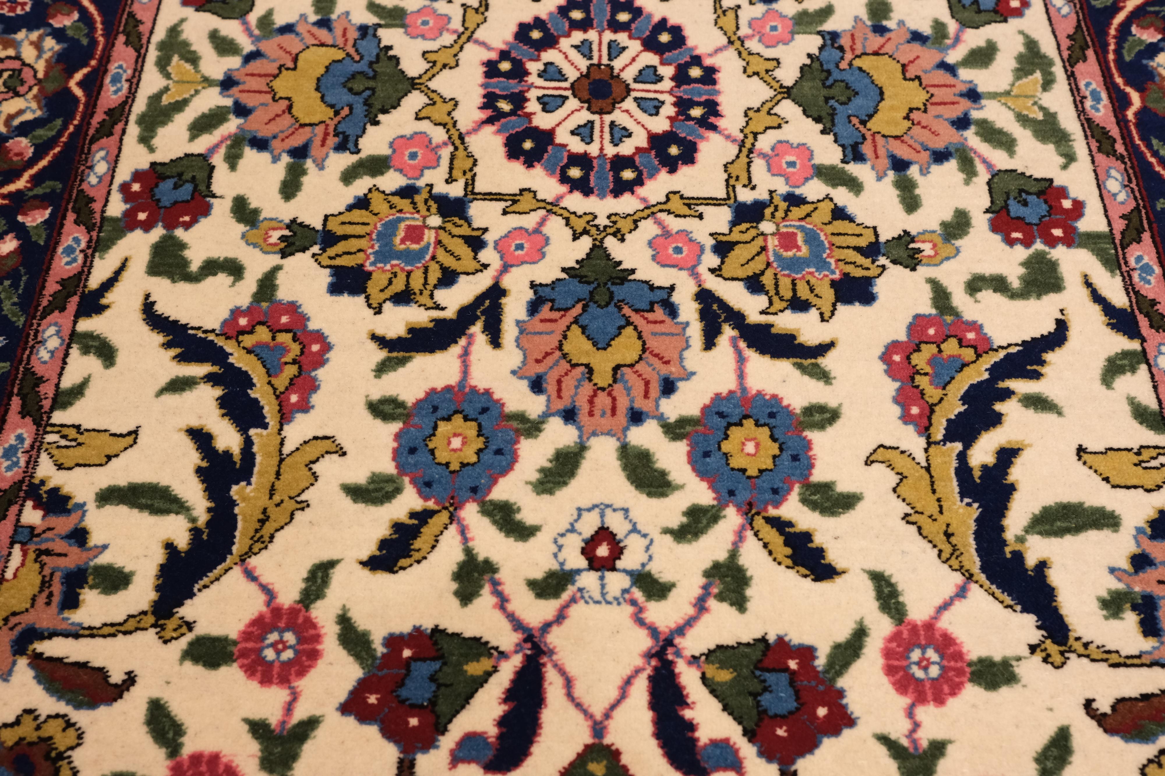 Hereke Woll- & Baumwollteppich, Türkisch Anatolischer Teppich, Blumen Palmettes Design (Handgewebt) im Angebot