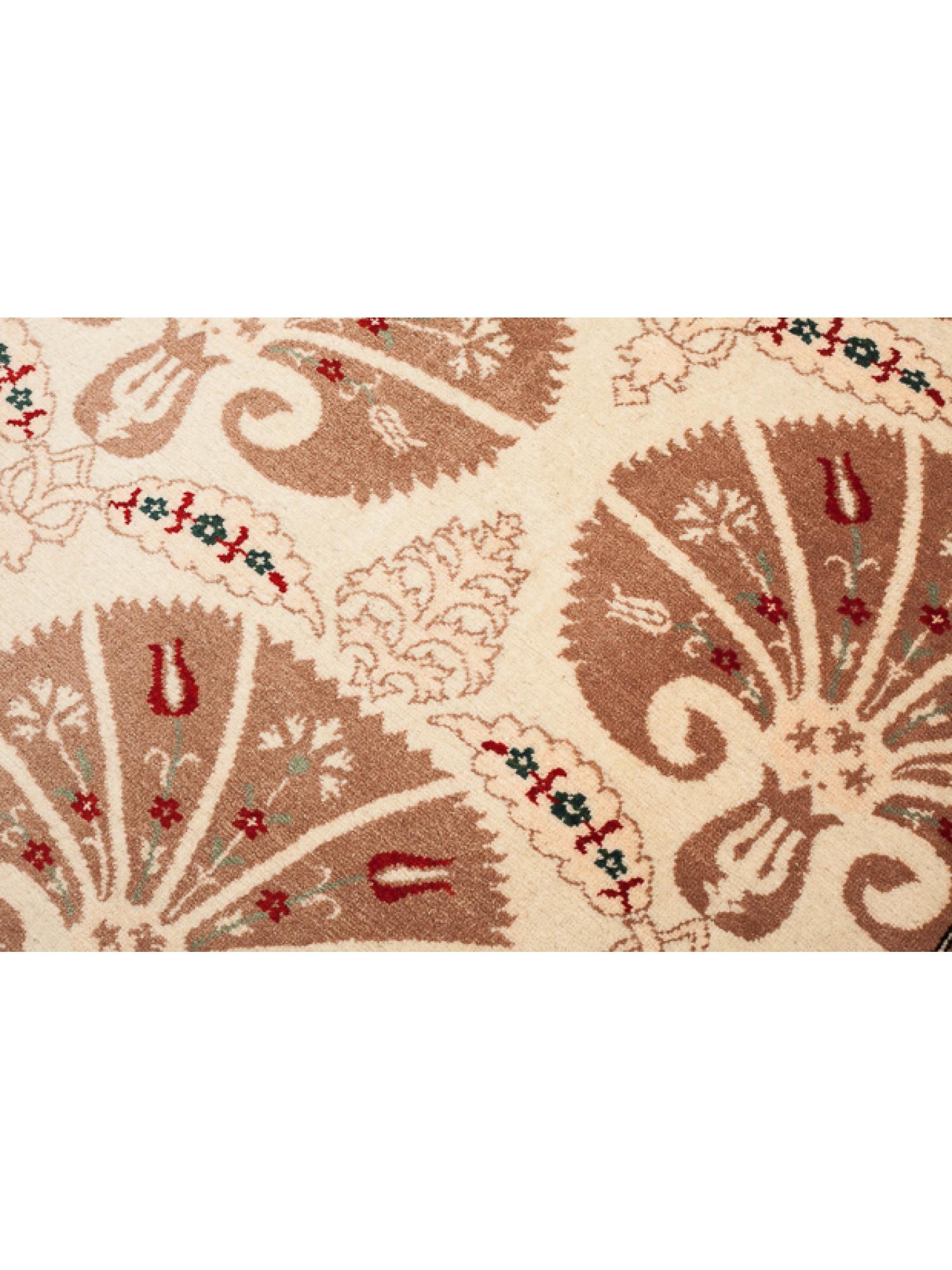 Hand-Woven Hereke Wool & Cotton Carpet - Turkish Anatolian Rug - Ottoman Carnations & Tulip For Sale