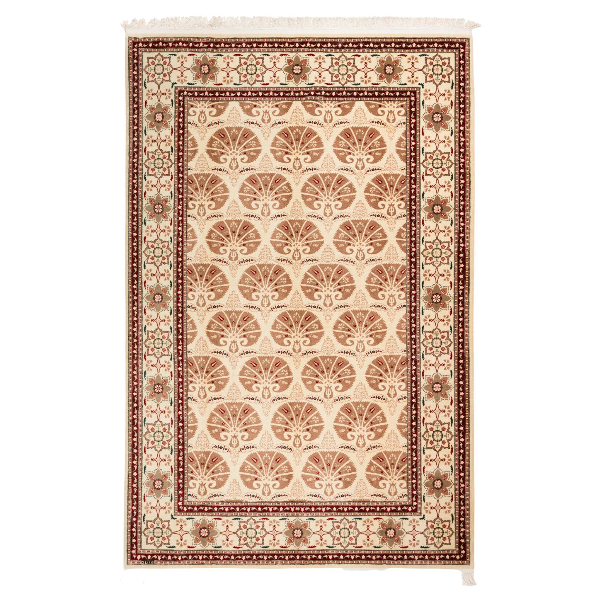 Hereke Wool & Cotton Carpet - Turkish Anatolian Rug - Ottoman Carnations & Tulip For Sale