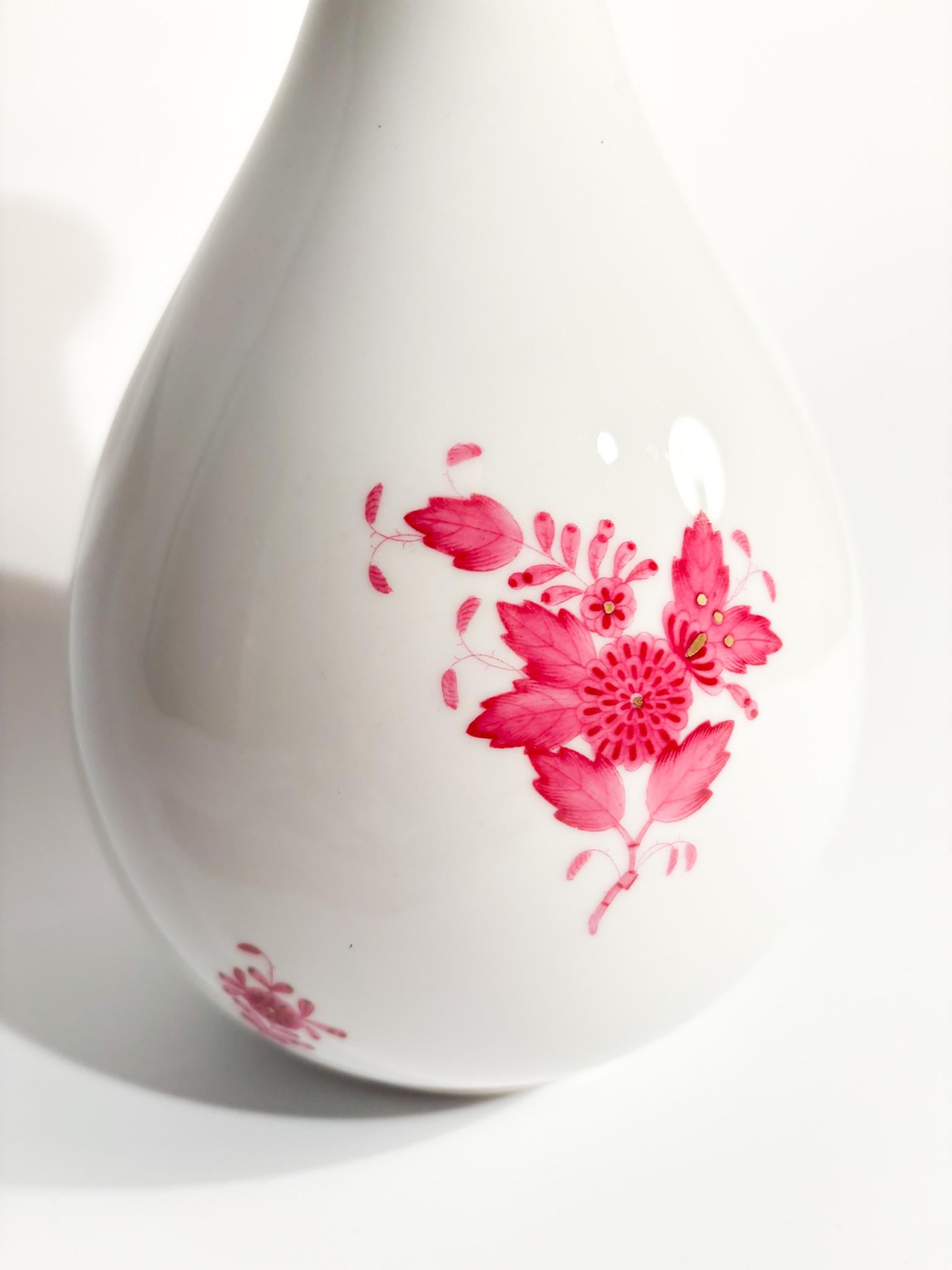 Arts and Crafts Herend Apponyi Pink Porcelain Vase from the 1950s For Sale