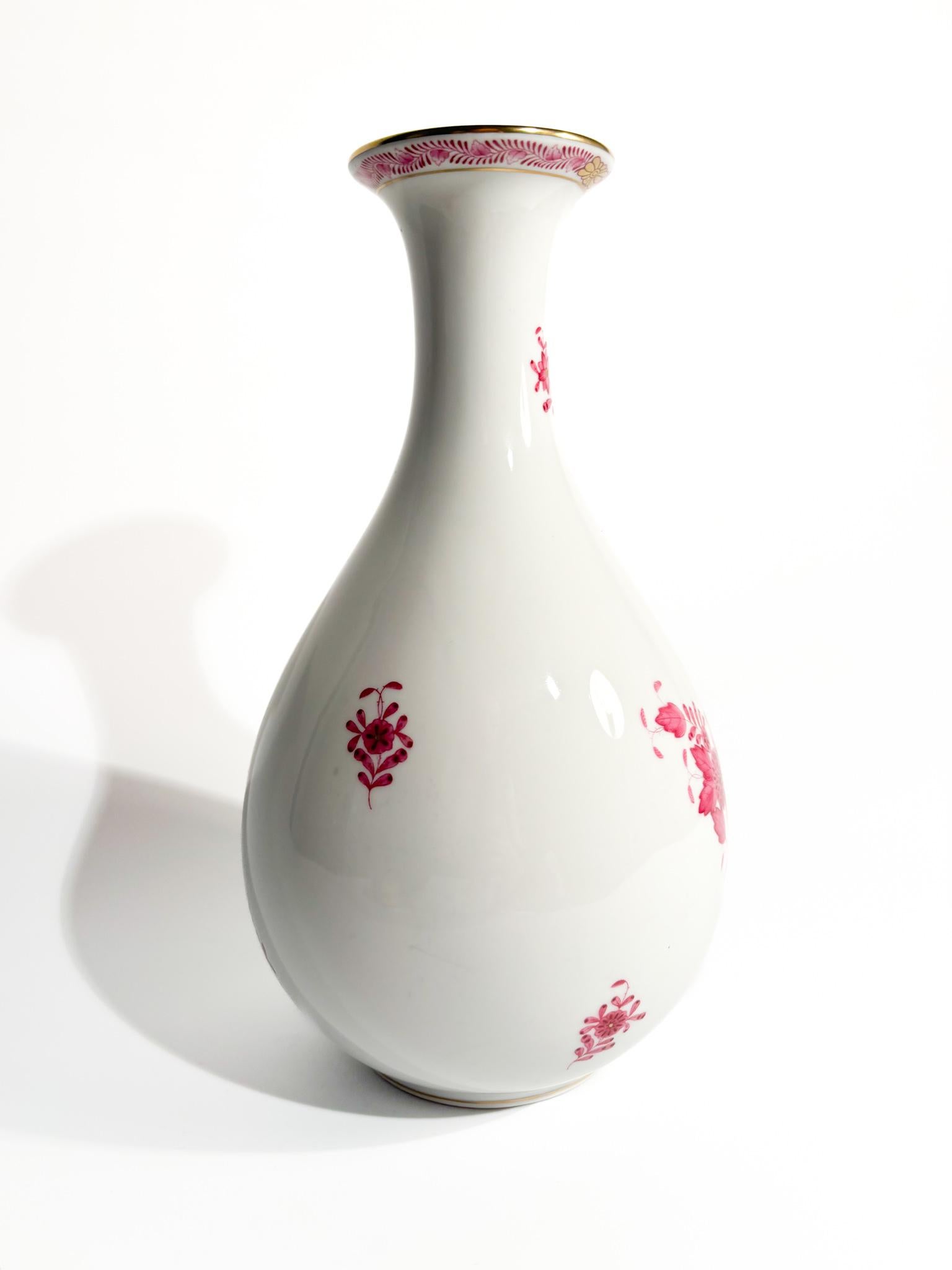 Hungarian Herend Apponyi Pink Porcelain Vase from the 1950s For Sale