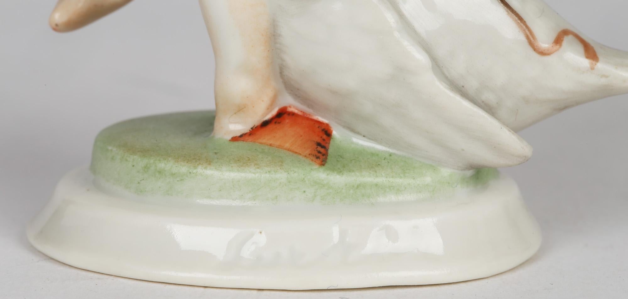 Herend Art Deco Porcelain Boy Riding Goose by Ludas Matyi 2