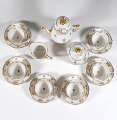 Herend Batthyany Blue Mocha Coffee Set For 6 Persons, Hungary, 20th Century