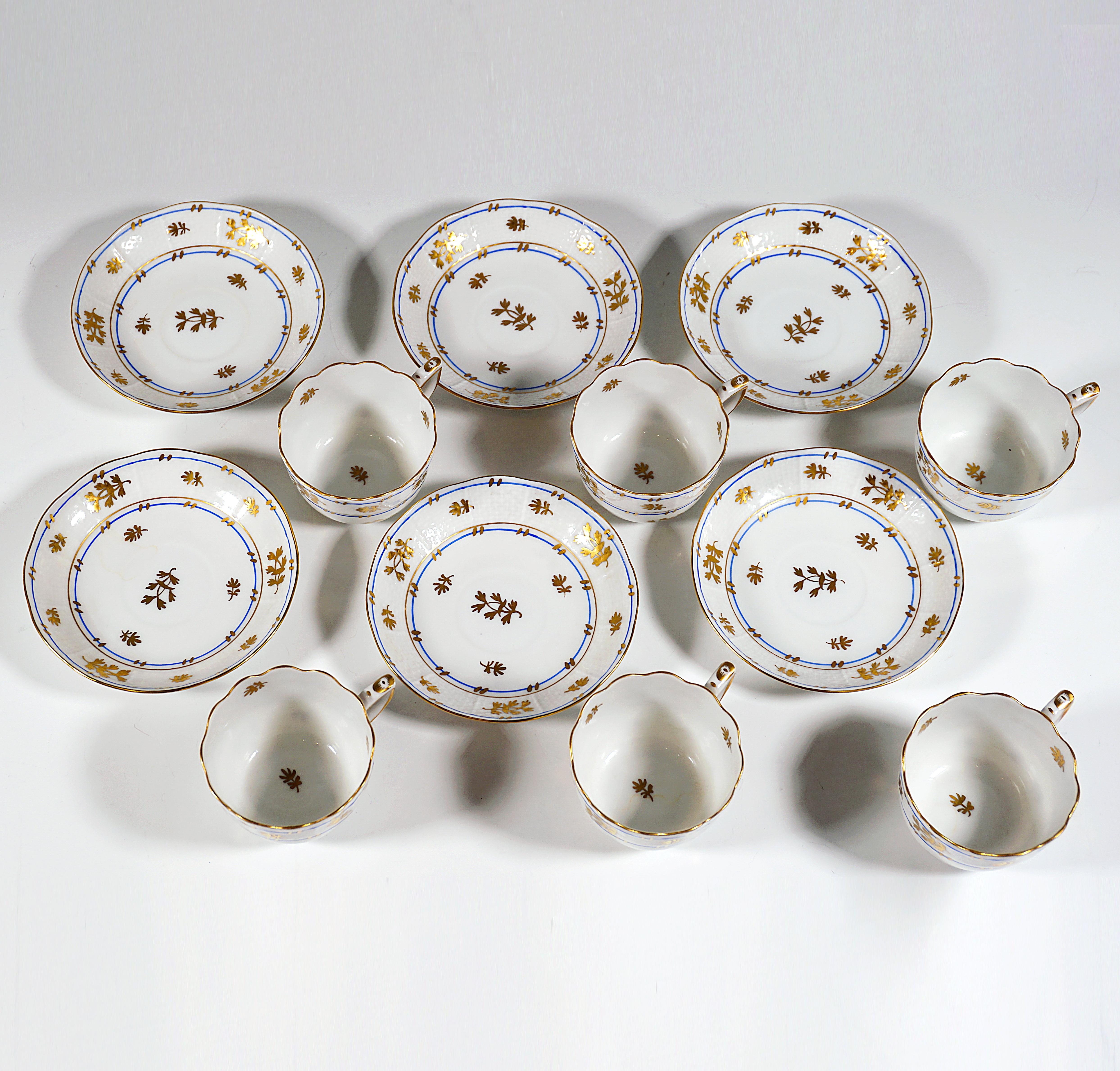 Herend Batthyany Blue Mocha Coffee Set For 6 Persons, Hungary, 20th Century In Good Condition In Vienna, AT
