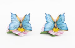 Herend Butterfly and Flower Porcelain Figurines, 2