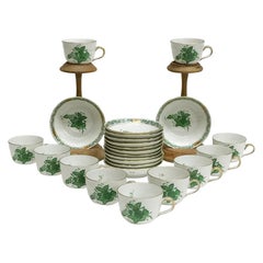 Herend "Chinese Bouquet Apponyi Green" 11 Mocca Cups and Saucers