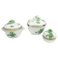 Herend "Chinese Bouquet Apponyi Green" 3 Lidded Boxes