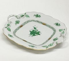 Herend "Chinese Bouquet Apponyi Green" Serving Plate with Handles