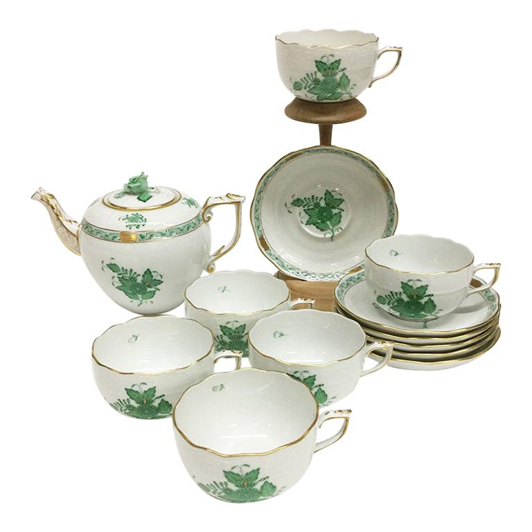 Herend "Chinese Bouquet Apponyi Green" Tea Set