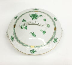 Herend Hungary porcelain "Chinese Bouquet Apponyi Green" Tureen with Handles