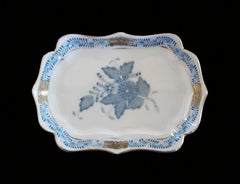 HEREND - Chinese Bouquet Blue - Bandeja para alfileres pintada a mano - Hungría - Hacia 1980
