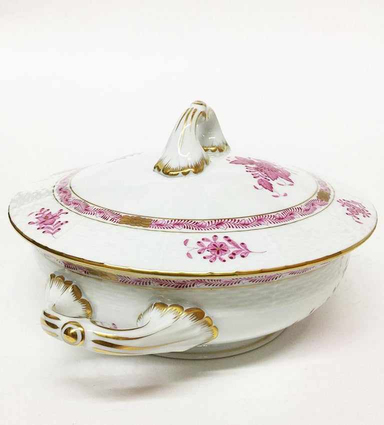 Herend "Chinese Bouquet Raspberry" Tureens with Handles For Sale at 1stDibs