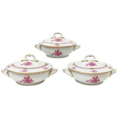 Herend "Chinese Bouquet Raspberry" Tureens with Handles