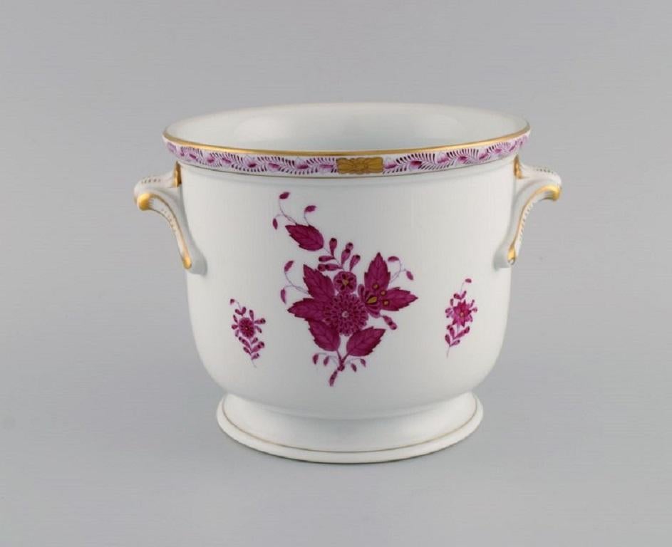 Hungarian Herend Chinese Bouquet Raspberry. Two wine coolers in hand-painted porcelain. For Sale