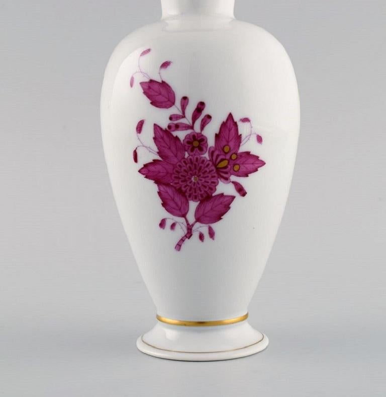 Hungarian Herend Chinese Bouquet Raspberry Vase in Hand-Painted Porcelain