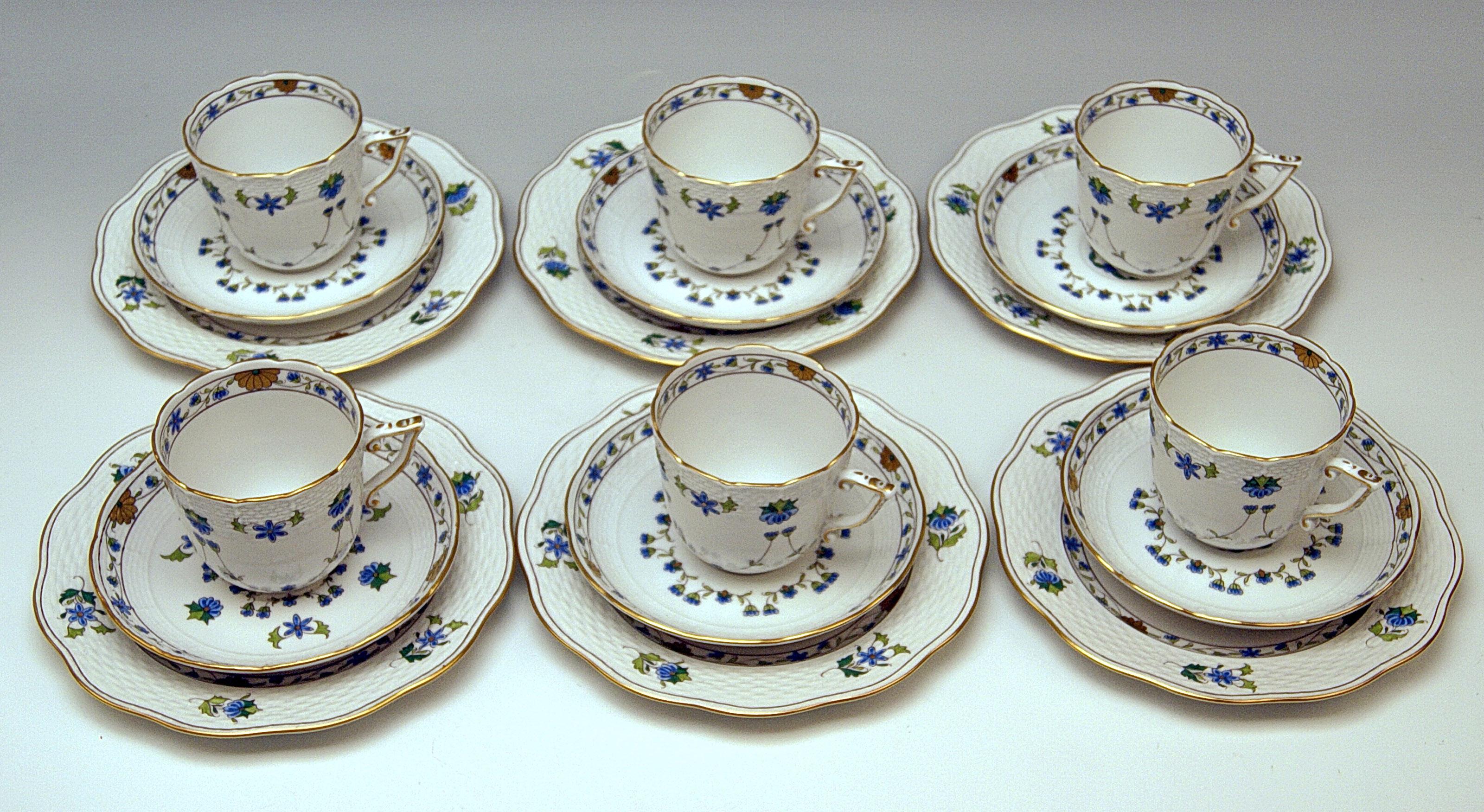 Other  Herend Coffee Set of Six, Decor Lahore LHTBW Golden Painted Made, circa 1960
