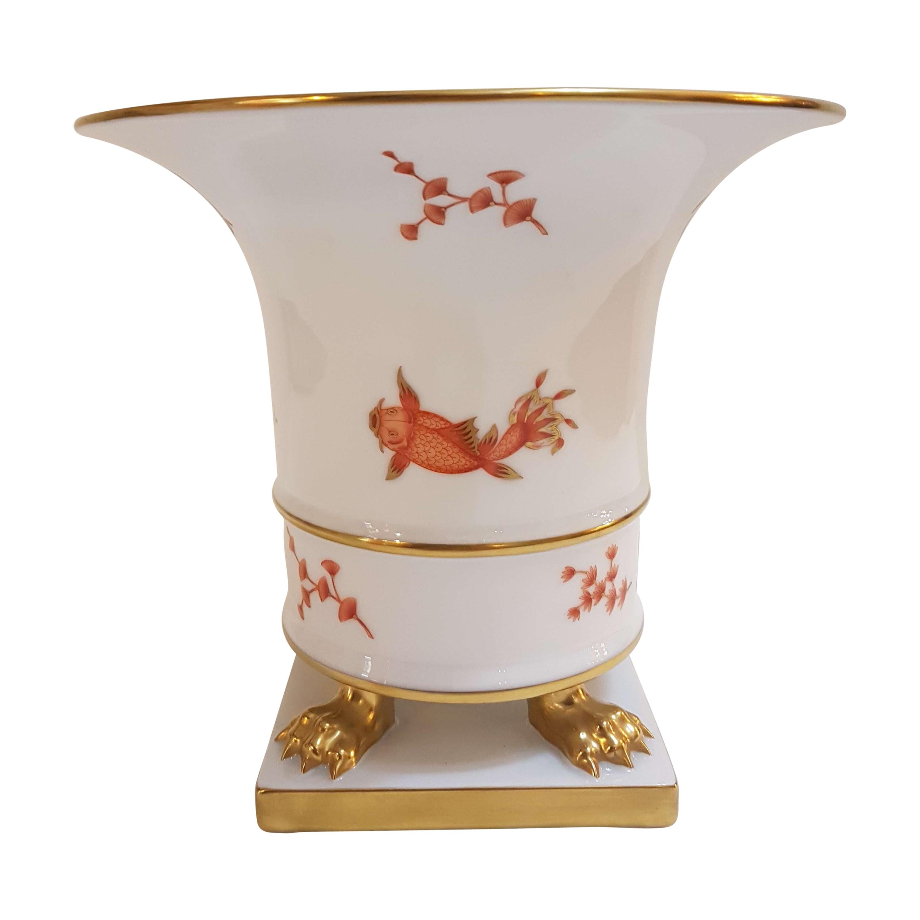 Herend Decor Copoh "Happy Fish" Vase Handbemaltes Ungarisches Porzellan:: Modern