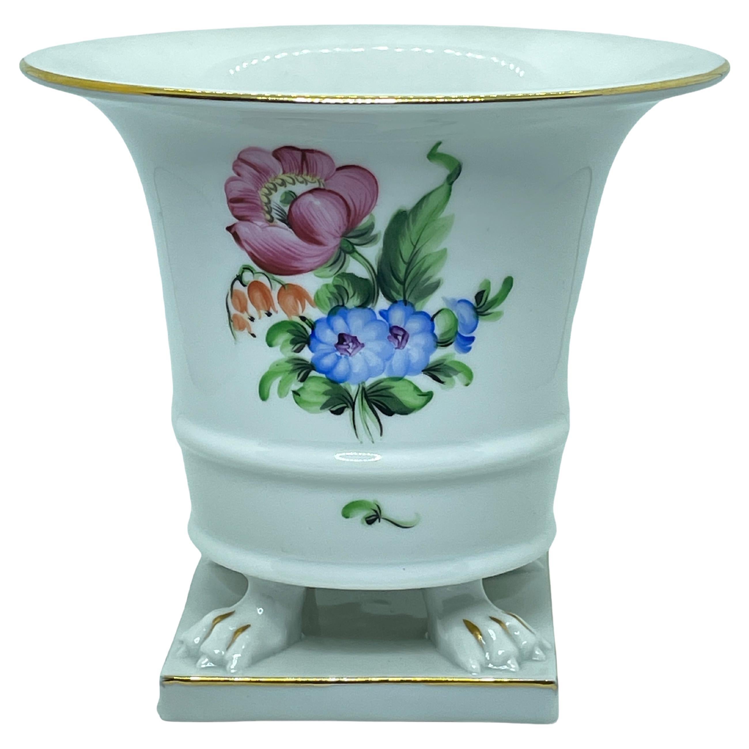 Herend Decor "Flower Bouquet" Vase Hand Painted Hungarian Porcelain, Modern