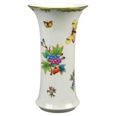 Herend Decorated Porcelain Vase, Garden Scene with Flowers & Butterflies, 20th C