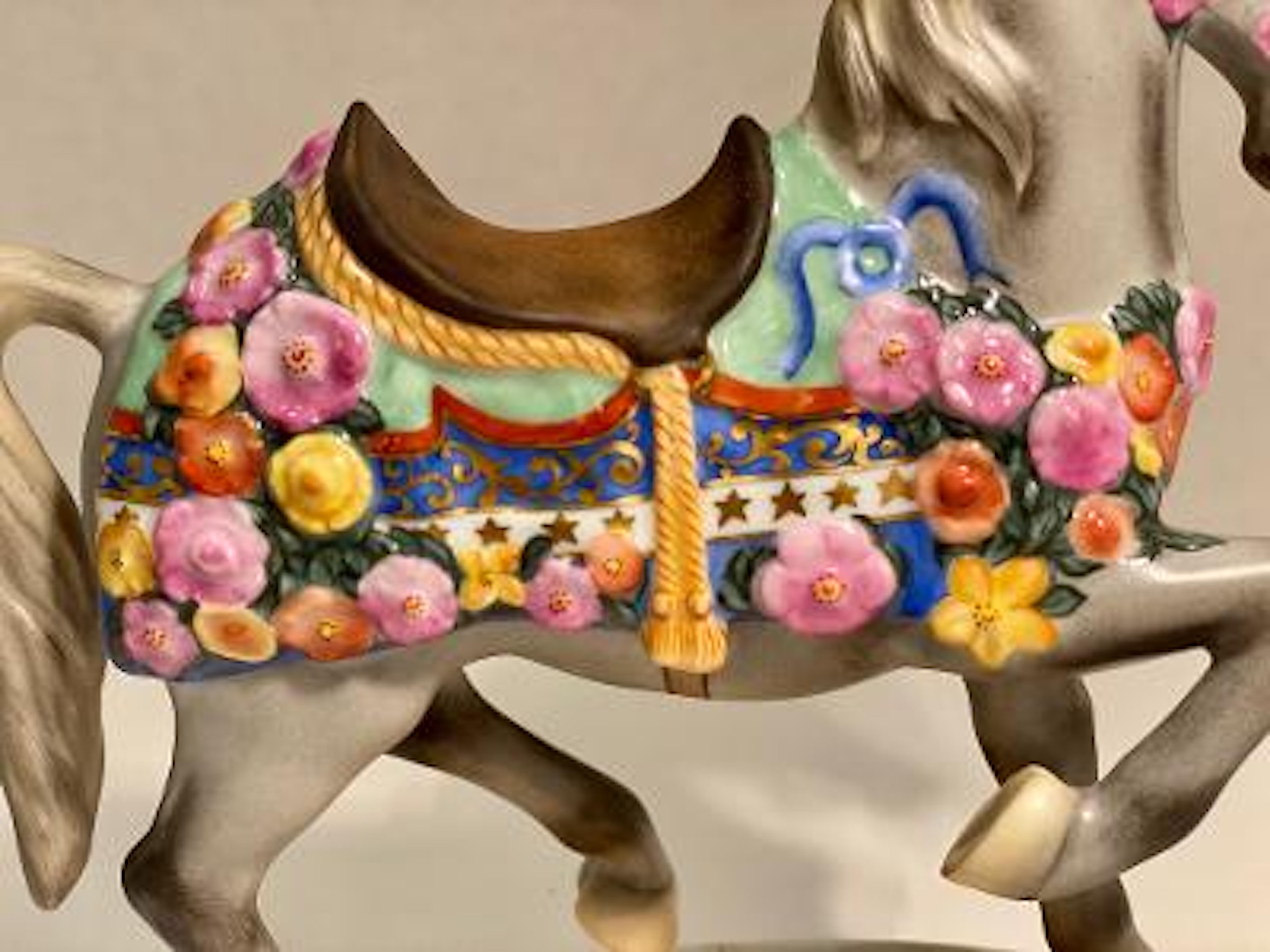 Hand-Painted Herend Finest Quality Hand Painted Porcelain Carousel Horse Figurine