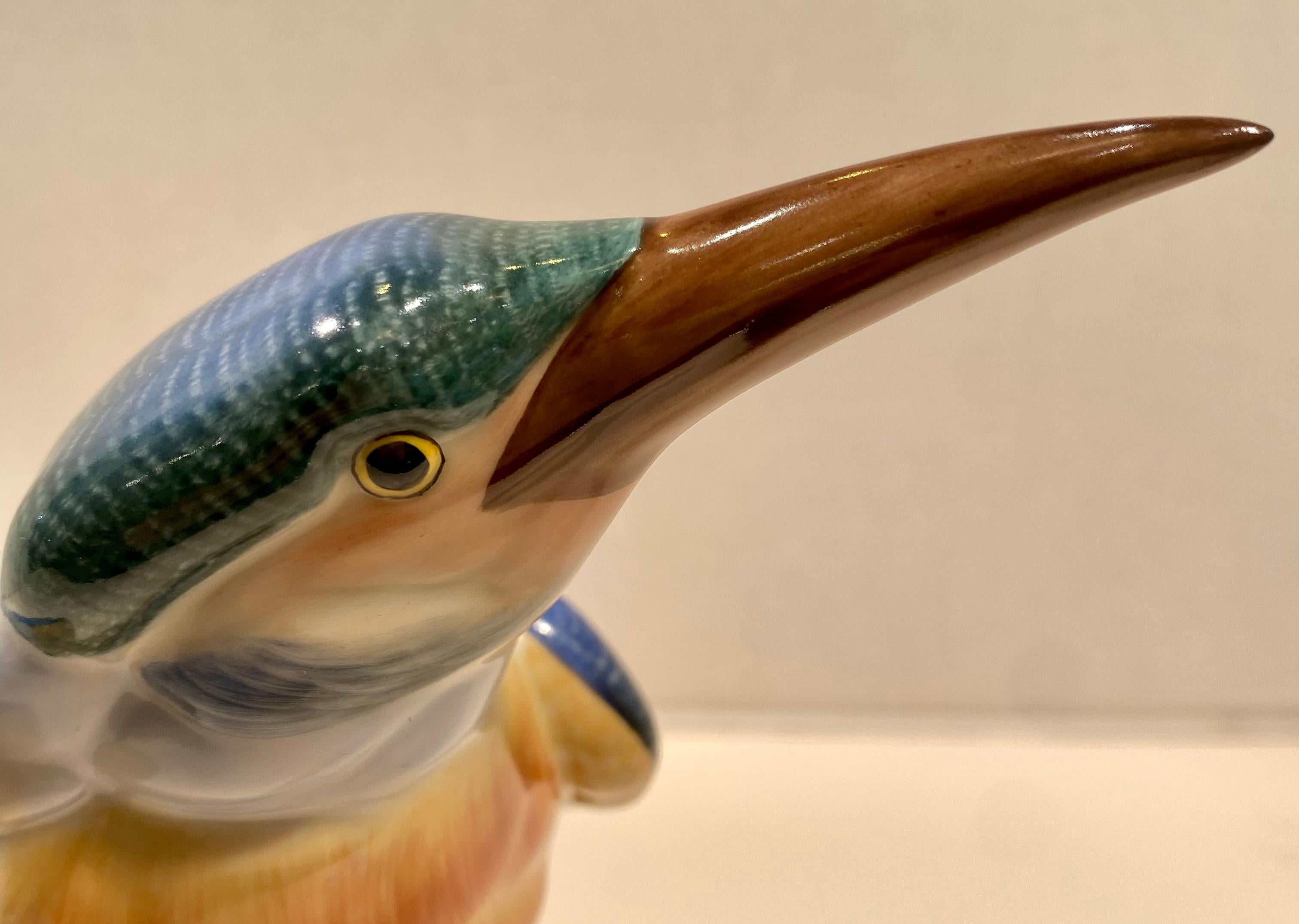 Herend Finest Quality Hand Painted Porcelain Kingfisher Bird Figurine 2