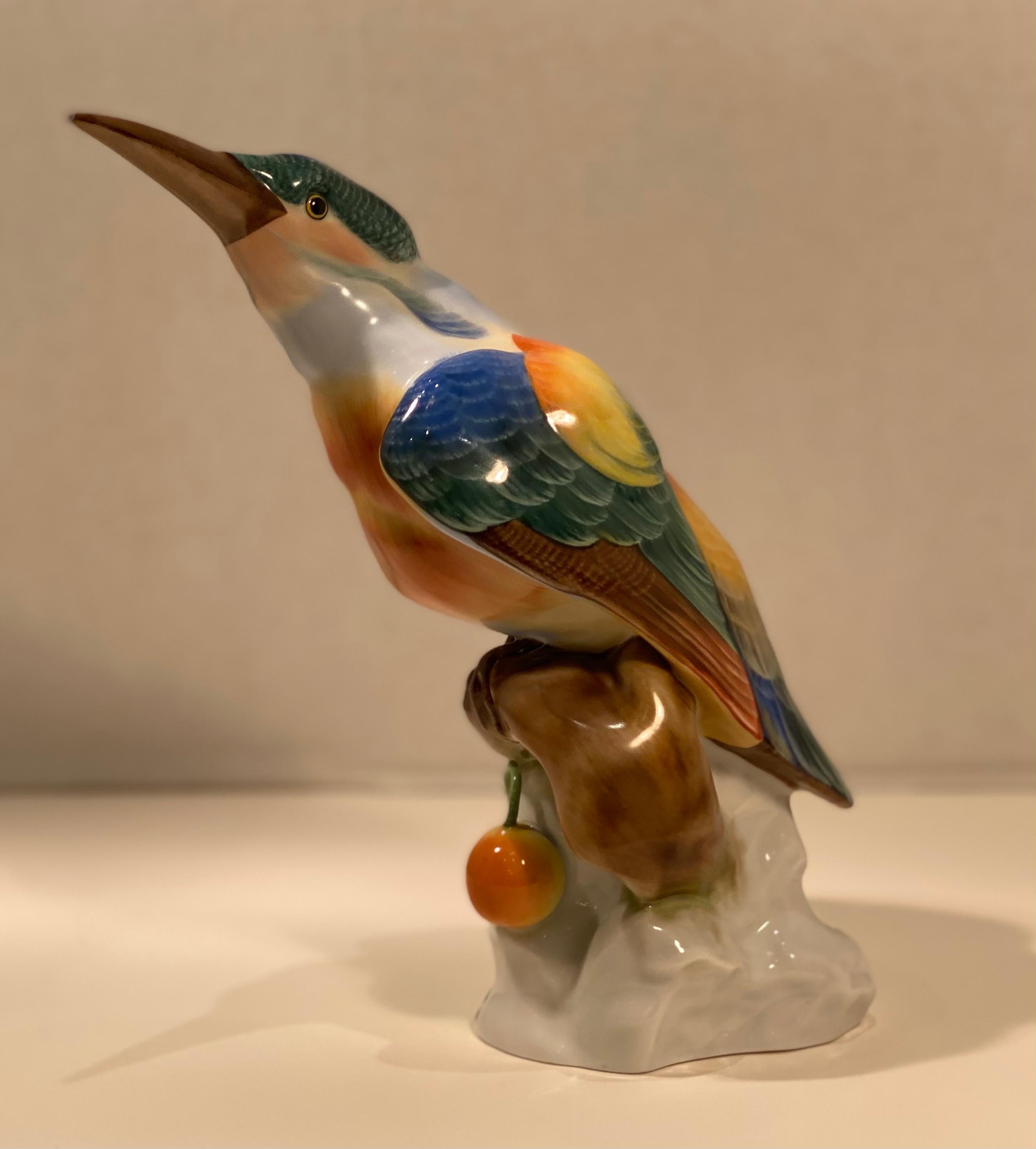 Herend Finest Quality Hand Painted Porcelain Kingfisher Bird Figurine 4