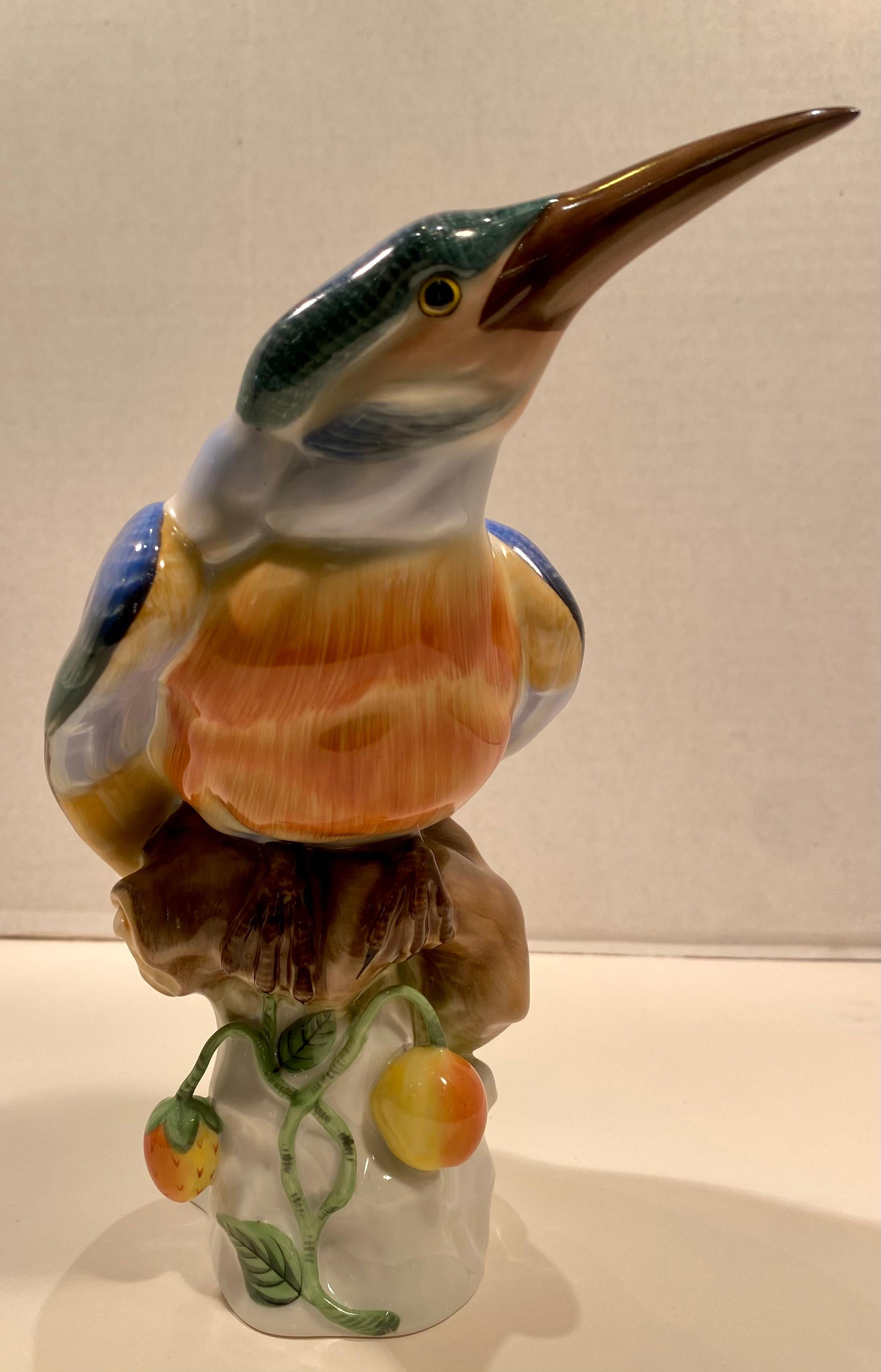 Herend Finest Quality Hand Painted Porcelain Kingfisher Bird Figurine 5