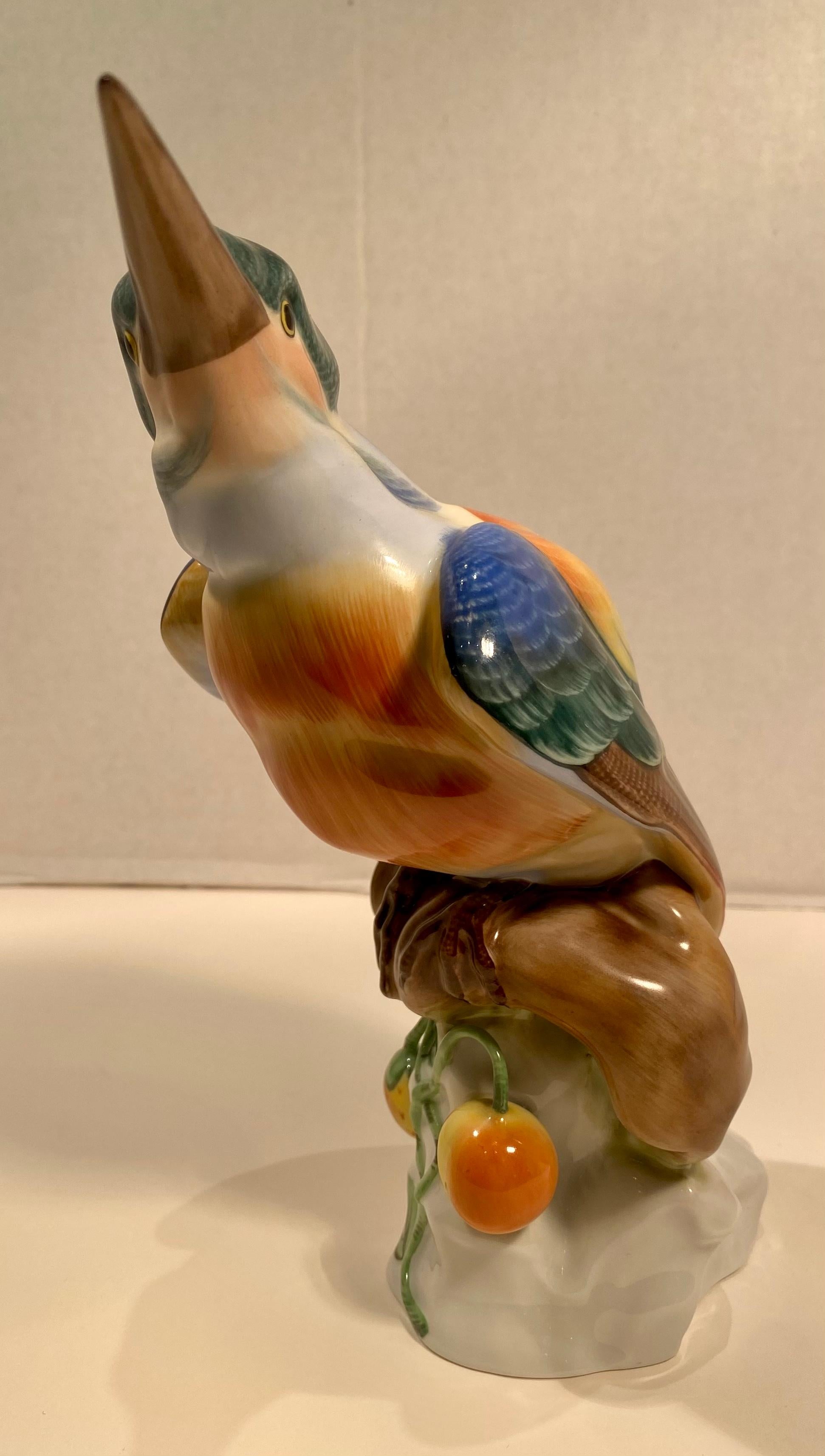 Other Herend Finest Quality Hand Painted Porcelain Kingfisher Bird Figurine
