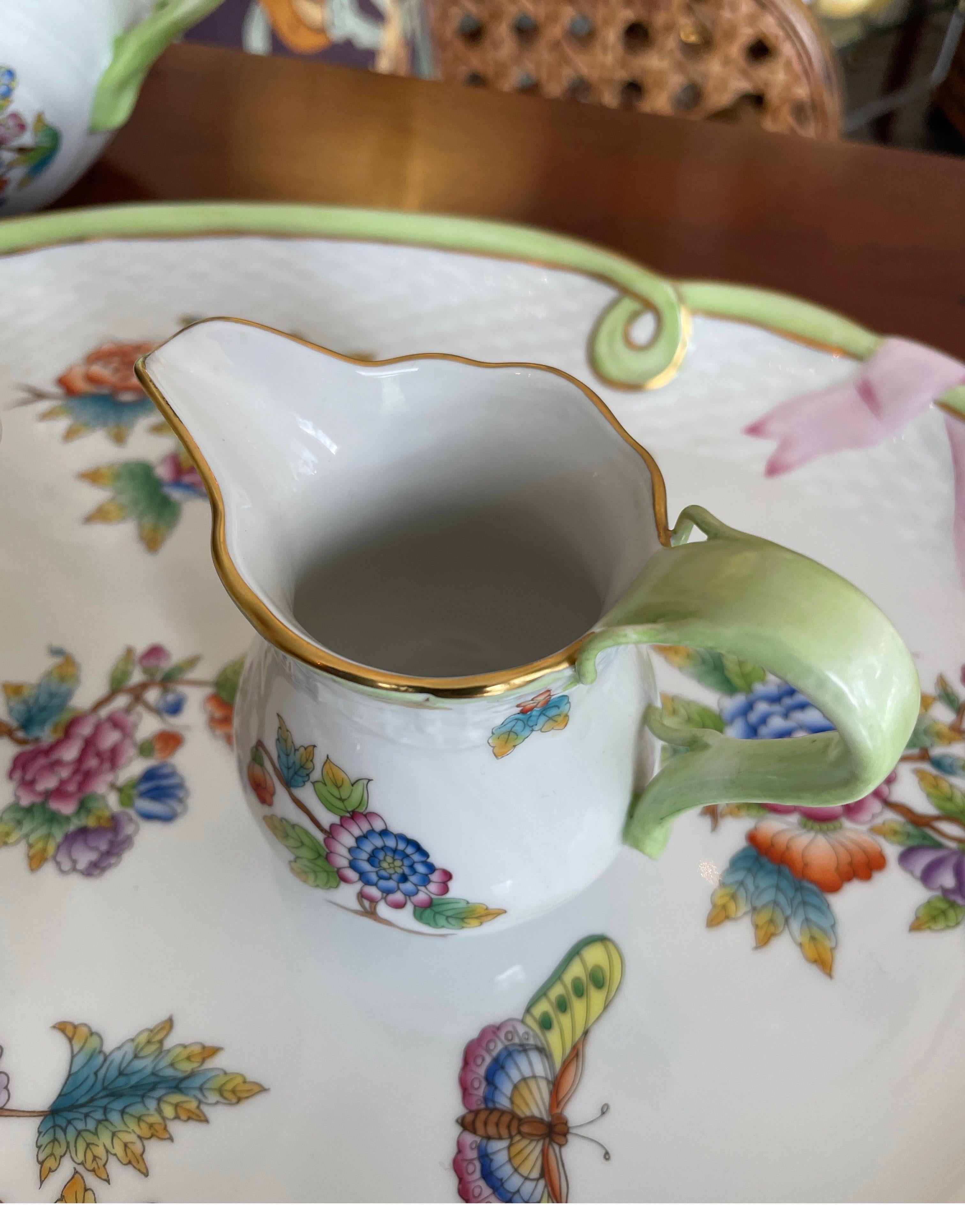 Herend Five Piece Queen Victoria Coffee, Tea, Creamer, Sugar Bowl & Tray Set 1