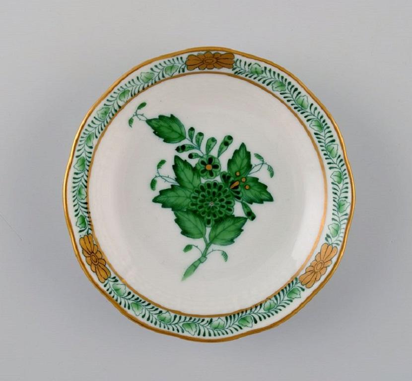 Hungarian Herend Green Chinese Bouquet, Eight Small Bowls and Four Plates in Porcelain