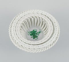 Herend Green Chinese Bouquet, Three Small Bowls in Hand-Painted Porcelain