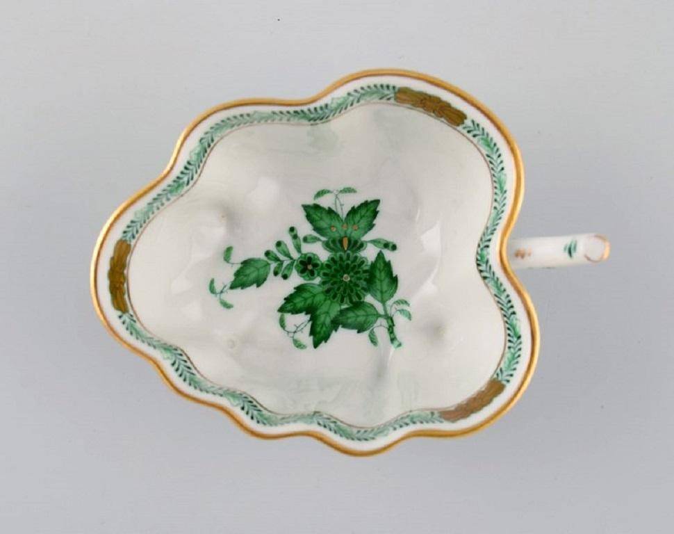 20th Century Herend Green Chinese Bouquet, Vase and Three Bowls in Hand-Painted Porcelain