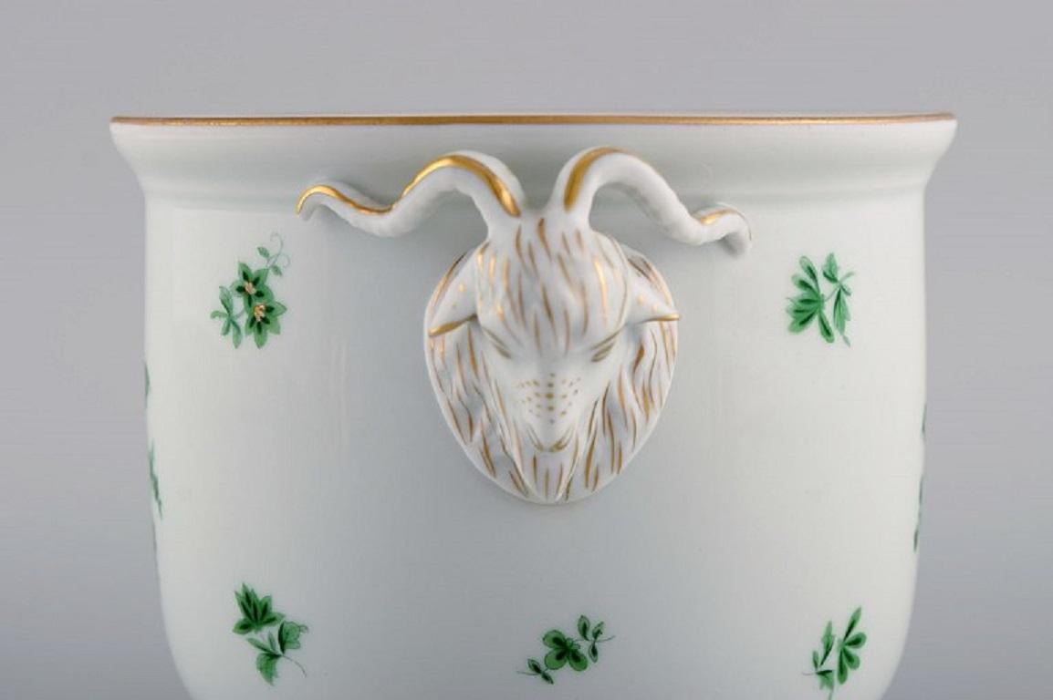 Hungarian Herend Green Chinese Wine Cooler in Hand-Painted Porcelain with Goats