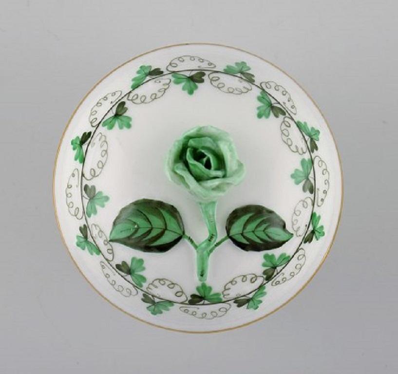Herend Green Clover Coffee Service for Three People in Hand-Painted Porcelain In Excellent Condition In Copenhagen, DK